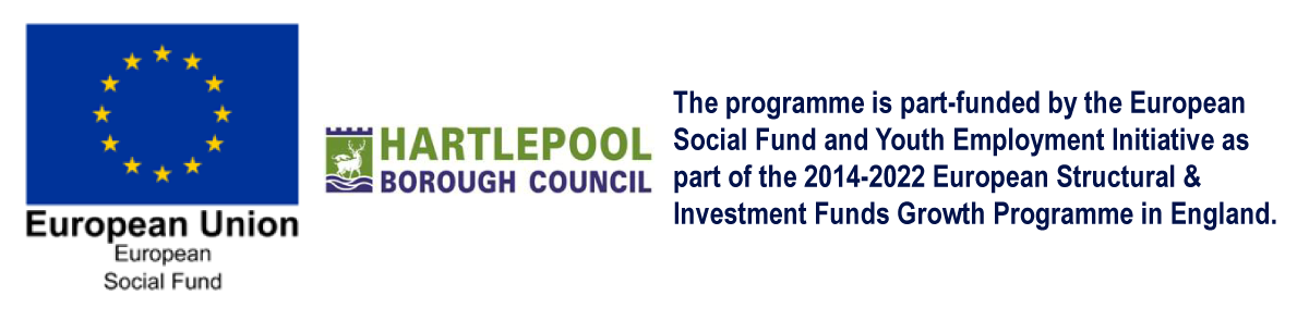 EU European Social Fund and Heartlepool Borough Council logo