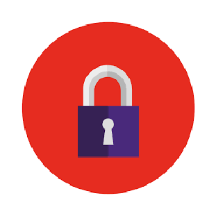 purple padlock on red background