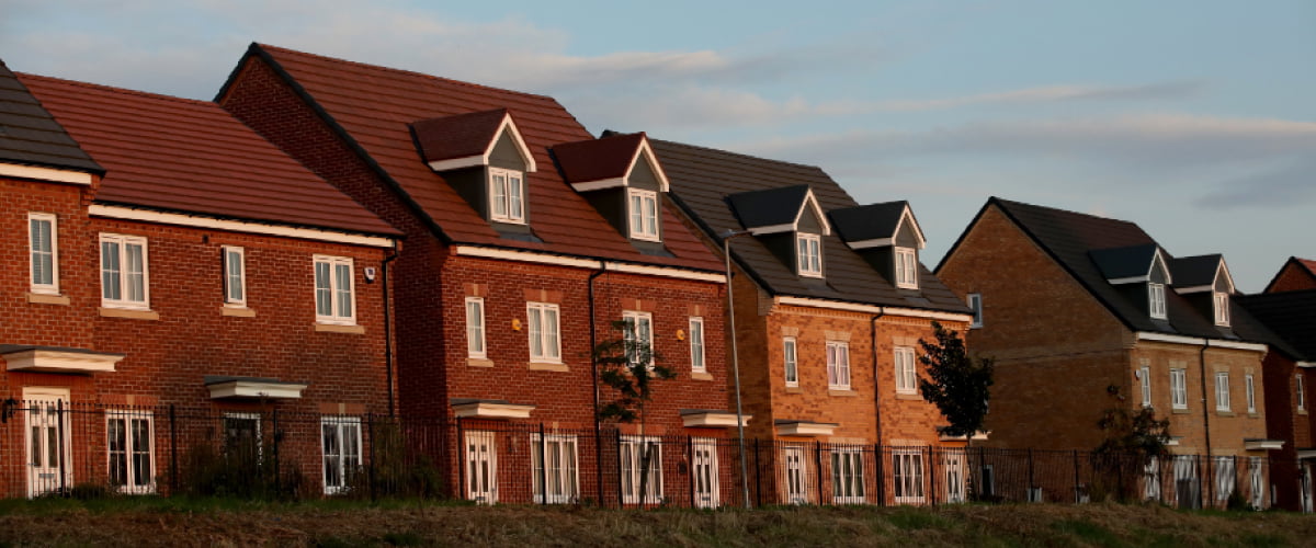 row of homes of different styles