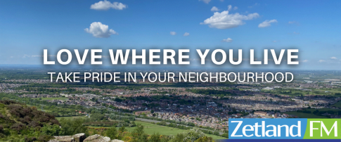 eston hills view point looking over cleveland with love where you live text and zetland fm logo