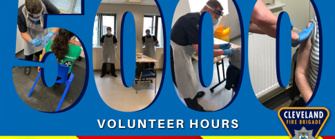 volunteer hours of 5000 made up of different images of staff vaccinating members of the public