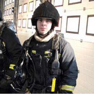 daniel wright on call firefighter in full kit