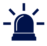 Navy icon of an alarm sounding