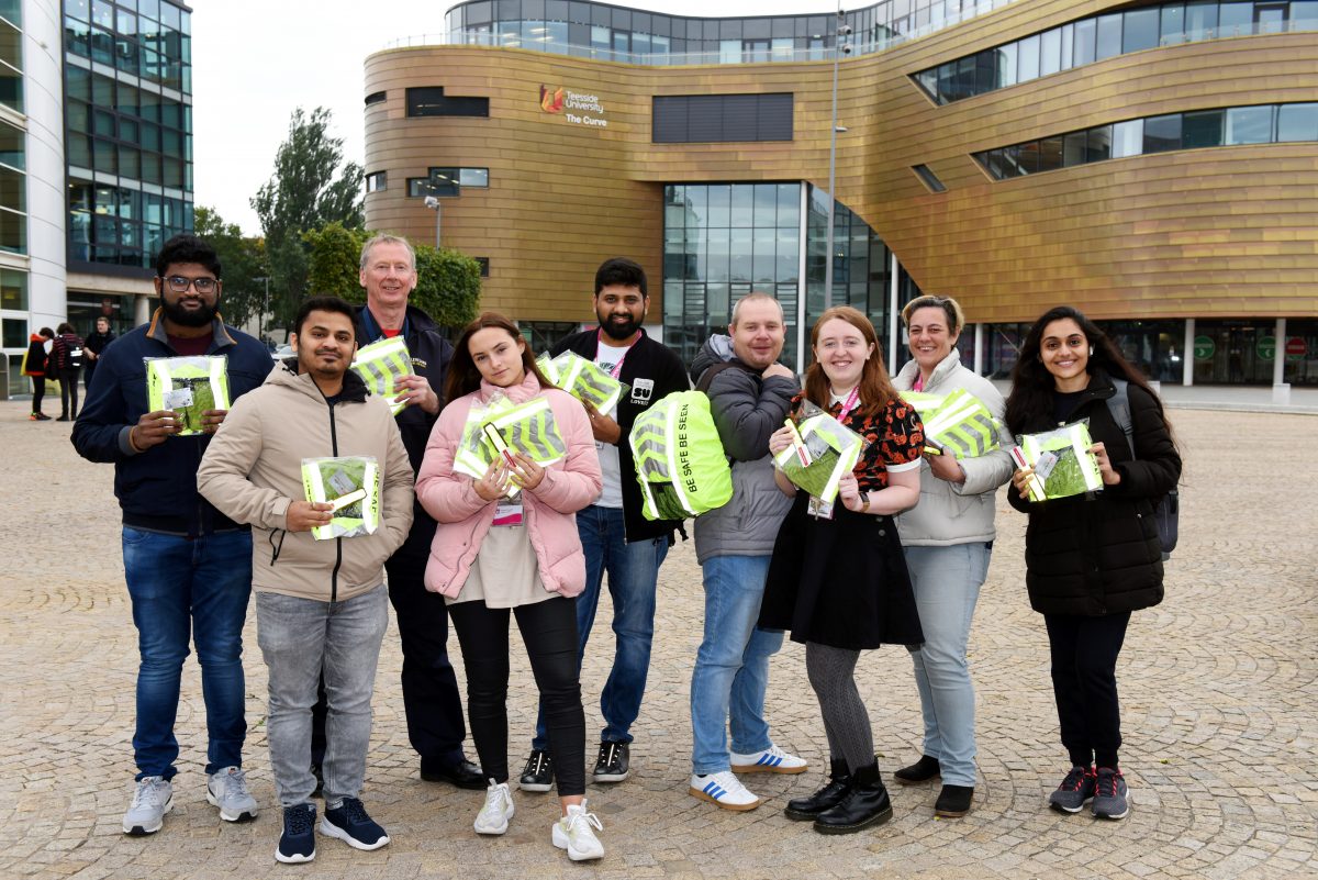 Cleveland Fire Brigade handover of reflective be seen kit to SU Students Union