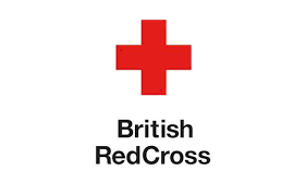 british red cross logo. red cross with text underneath.