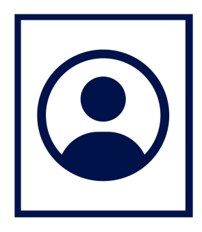 navy blue icon to represent a person profile