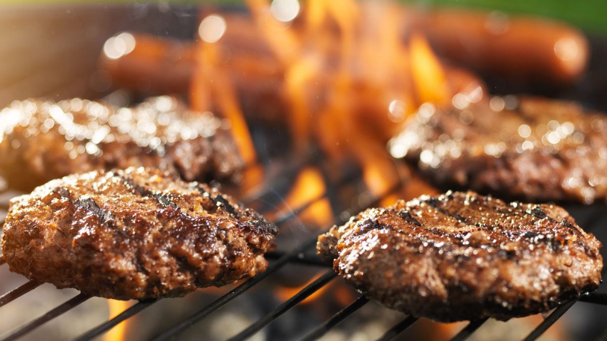 Burgers sizzling away on the BBQ