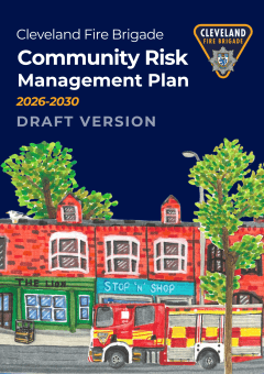 Draft cover for community risk management plan which is a painting and corporate branding